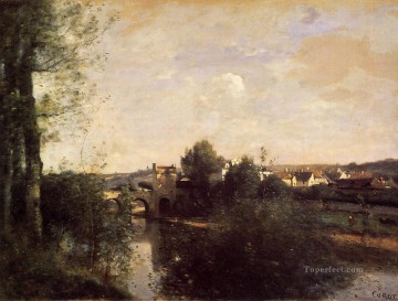 Jean Baptiste Camille Corot Painting - Puente Viejo de Limay sobre el Sena plein air Romanticismo Jean Baptiste Camille Corot